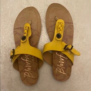 Blowfish Yellow Sandals with Cork Footbed and Buckle Straps